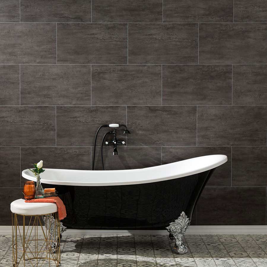 Palisade 23.2 in. x 11.1 in. Tile Shower and Tub Surround Kit in Ashen Slate