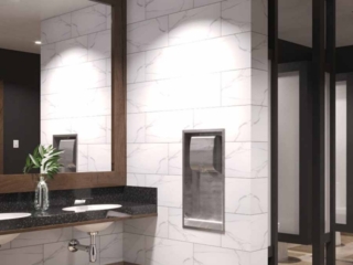 Palisade Carrara Marble in Restaurant Bathroom