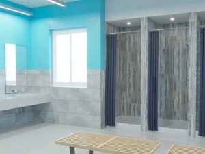 Palisade Tiles in Ashen Slate in Dormitory Bathroom