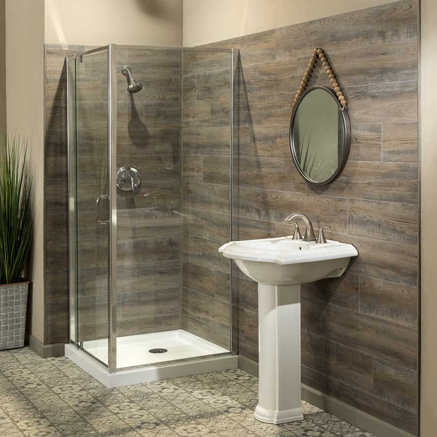 Palisade 7 1/4W x 46 3/4L Plank Tile Shower and Tub Surround Kit, Natural Oak